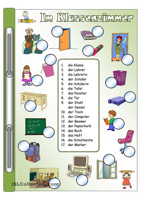 Gewünschte druckgröße vor ausdruck am druckertool einstellen! Im Klassenzimmer_Bilder & Wörter | Deutsch lernen kinder ...