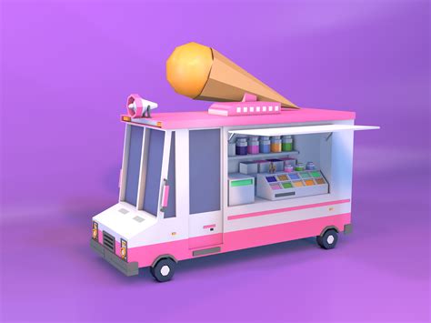 Low Poly Ice Cream Car By Mark Essam On Dribbble