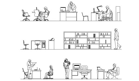 Office Section Furniture People Blocks And Interior Details Dwg File