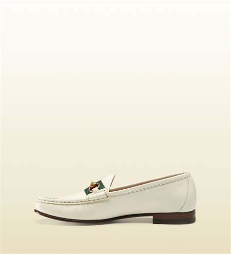 Lyst Gucci Leather Horsebit Loafer With Web In White For Men