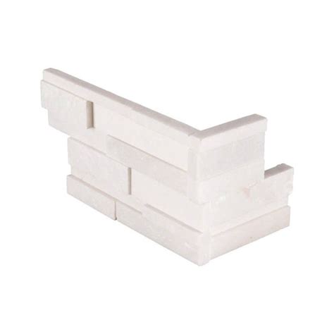 Rockmount Stacked Stone Arctic White 3d Honed Panel Corner 6x12x6 6