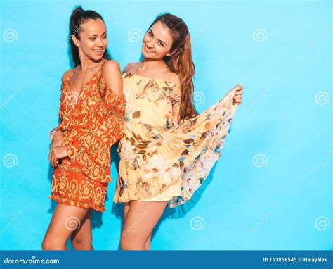 Portrait Of Two Beautiful Women Posing In Studio Stock Image Image Of