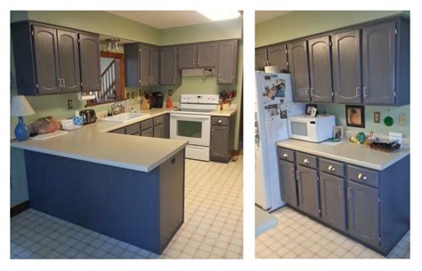 Lacquer has various options in finishes such as matte to high gloss. Kitchen Cabinets in Driftwood Gray Milk Paint topped with ...
