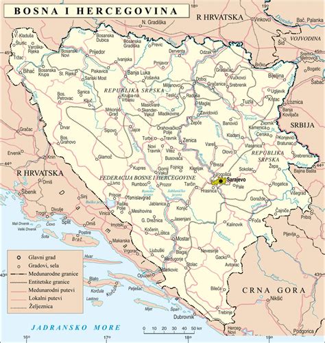 Mapa Bosne I Hercegovine Putevi