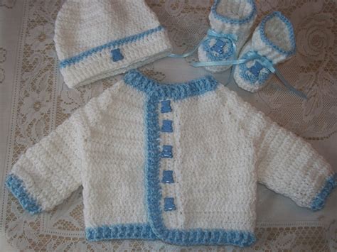 Crochet Baby Boy Sweater Set Perfect Baby By Madewithlovebysuzieq