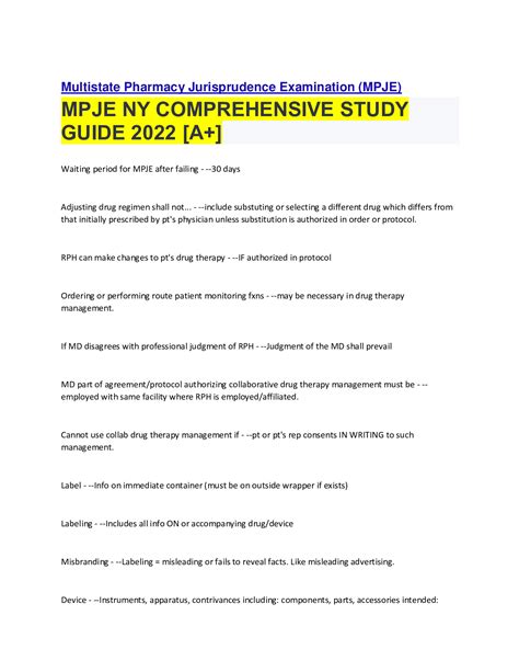 MPJE NY COMPREHENSIVE STUDY GUIDE 2022 [A+] complete 100% answers and