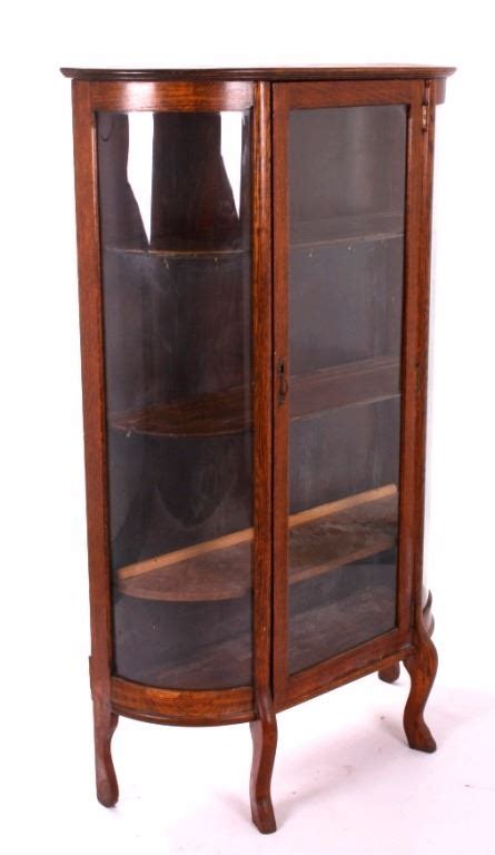 Pulaski strasbourg corner curio cabinet. Antique Curved Glass Oak Curio Cabinet