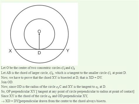 Prove That In Two Concentric Circles A Chord Of The Bigger Circle