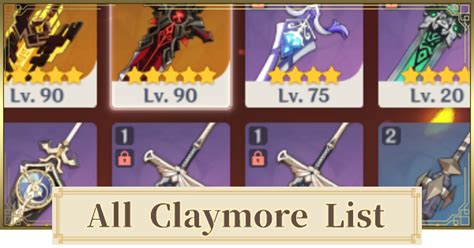 All Claymore List Genshin Impact Gamewith