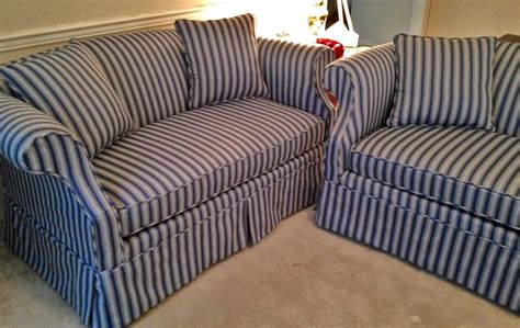 Pam Morris Sews Striped Traditional Sofa And Loveseat