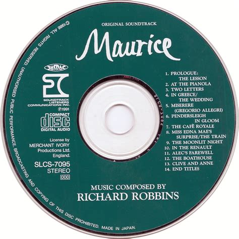 Richard Robbins Maurice Original Motion Picture Soundtrack Recording