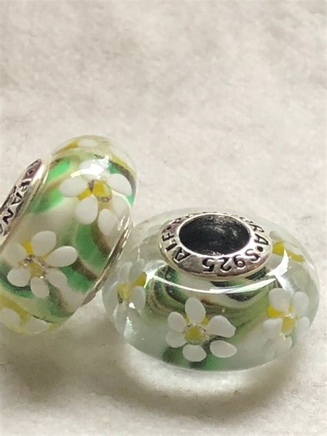 Pandora Charms Wild Flowers Murano Glass Pandora Glass Etsy