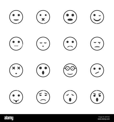 Smile Icons Set Of Outline Emoji Icons Different Emotional