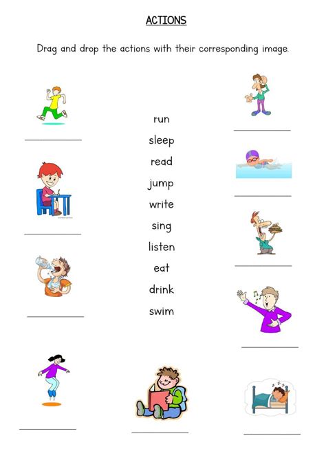 Actions Interactive Worksheet English Vocabulary Activities Learning