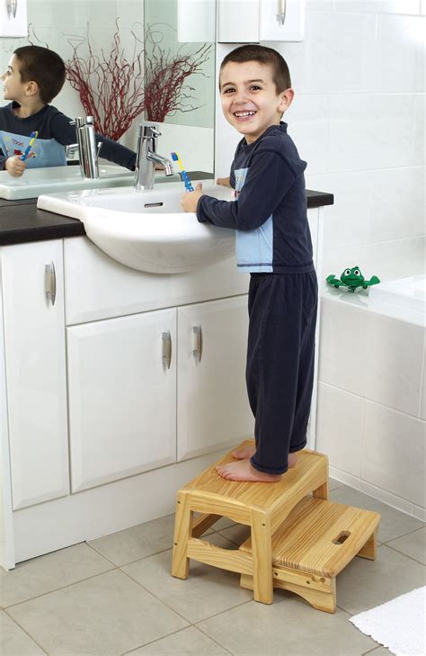 Safety 1st Wooden Two Step Stool Baby Kid Bathroom Potty Training