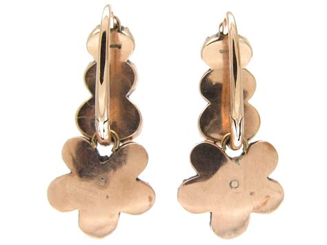 Georgian Flat Cut Garnet Pansy Cluster Earrings E The Antique