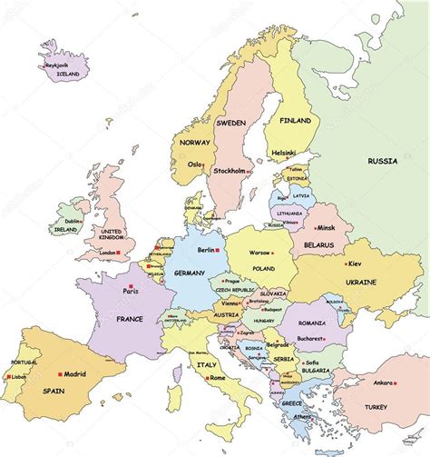 politická mapa Evropy — Stock Vektor © delpieroo #51647789