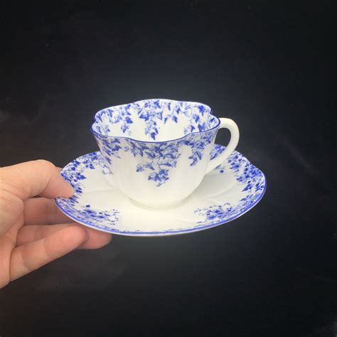 Vintage Shelley Dainty Blue Teacup And Saucer Dainty Blue Etsy Tea Cups Blue And White