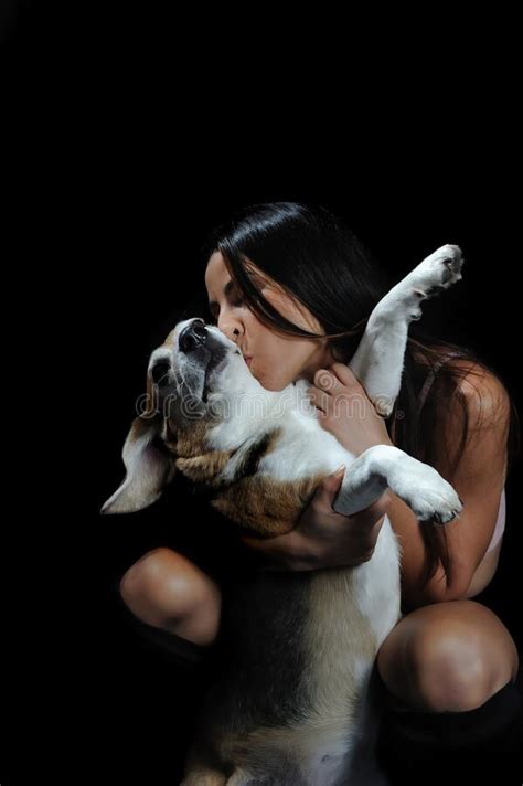 Cute Girl Kisses Her Dog Stock Image Image Of Beautiful 179980903
