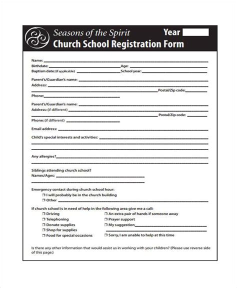 Free 8 Sample Church Registration Forms In Pdf Ms Word