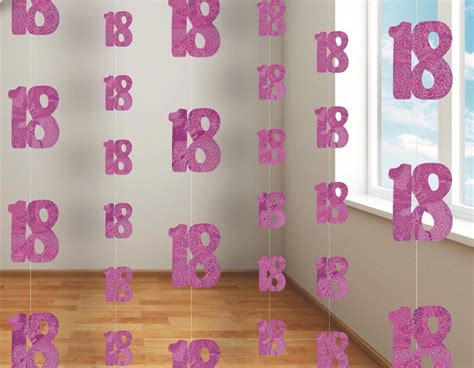 18th Pink Hanging String Foil Banner Party Door Wall