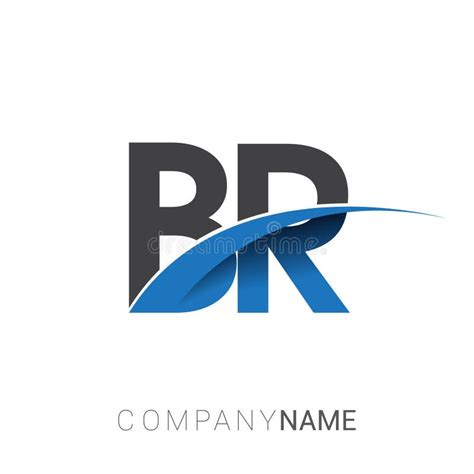 Initial Letter Br Logotype Company Name Colored Blue And Grey Swoosh