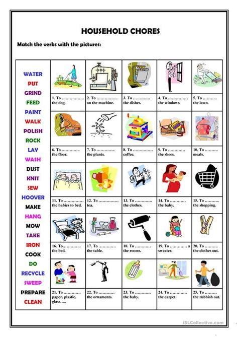 Household Chores Worksheet Free Esl Printable Worksheets Made By Teachers Household Chores