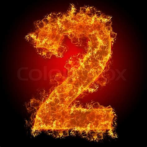 Fire Number 2 On A Black Background Stock Photo Colourbox