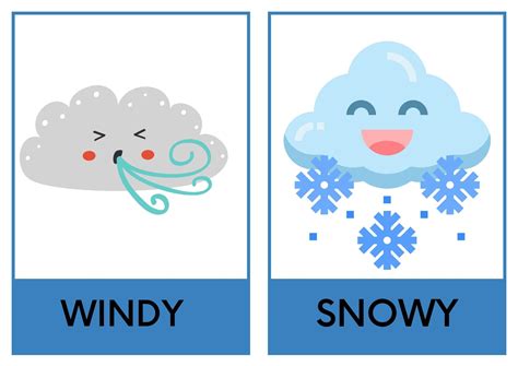 Weather Flash Cards Climate Vocabulary Cards Esl Efl English Word