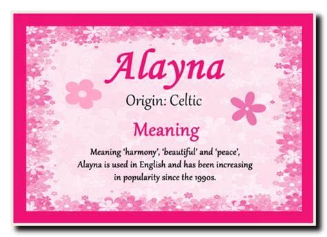 Alayna Personalised Name Meaning Jumbo Magnet The Card Zoo