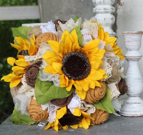 Check spelling or type a new query. Sunflower and burlap bridal bouquet rustic wedding flowers ...