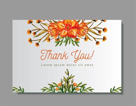 Premium Vector Wedding Thank You Card Floral Watercolor Orange Color