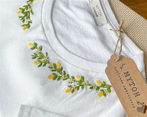 Hand Embroidered T Shirt Customized T Shirt Made In Italy Lemon T