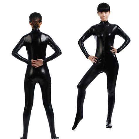 S Xxl Sexy Men Women Unisex Full Bodysuit Black Leather Catsuit Spandex