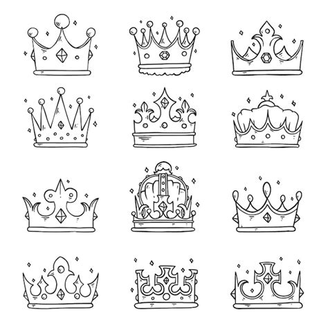 Premium Vector Hand Drawn Doodle Crown Collection