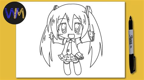 How To Draw Miku Hatsune Chibi Step By Step Youtube