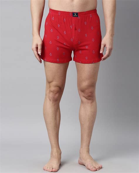 Buy Mens Red Printed Pure Cotton Boxer Online In India At Bewakoof