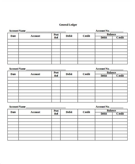 Best Images Of Accounting Ledger Template Printable Free Printable Riset