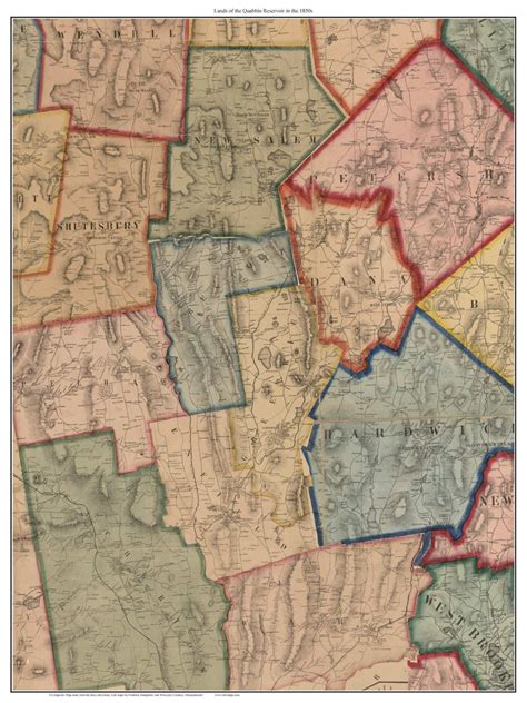 Quabbin 1850s Map Of Lands Now Covered By Quabbin Reservoir Etsy
