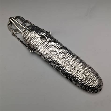 1902 British Antique Sterling Silver Chatelaine Glasses Case Silver Lug