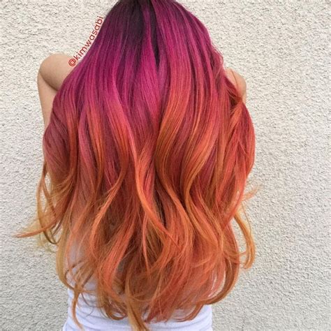 Sunset Hair Sunset Hair Color Ombre Hair Color Vivid Hair Color