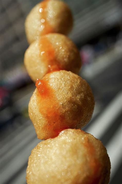 Deep Fried Fish Balls On A Skewer China As Street Food Photograph By