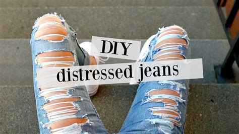 Diy How To Distress Jeans Sewandtell Youtube