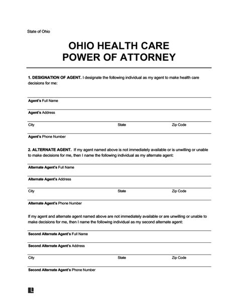 Printable Durable Power Of Attorney Form Ohio