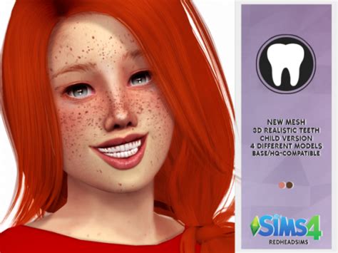 3d Realistic Teeth Child Version 4 Models Hq Sims 4 Sims Hair