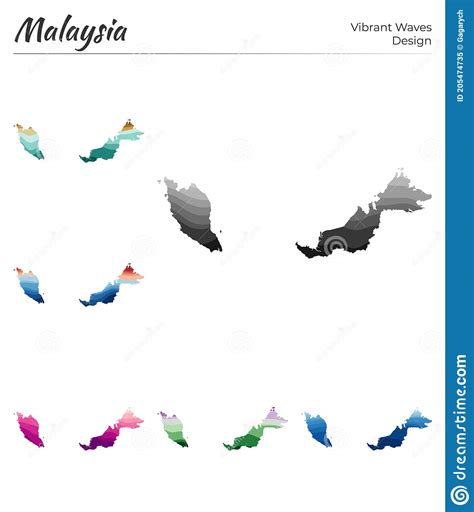 Set Of Vector Maps Of Malaysia Stock Vector Illustration Of Color