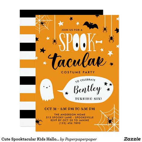 Cute Spooktacular Kids Halloween Birthday Invitation Zazzle Kids