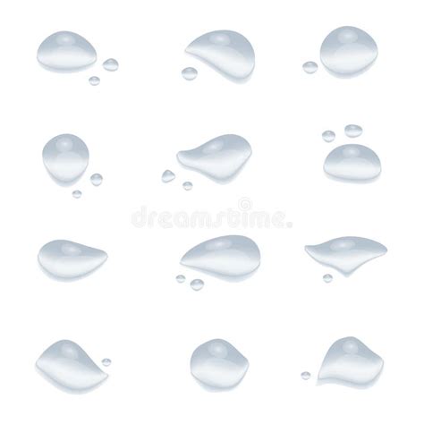 Realistic Water Drop Vectors Isolated On White Background Clear Drop