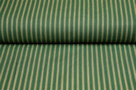 Green And Tea Dye Cotton Homespun Ticking Stripe Fabric Sold By The
