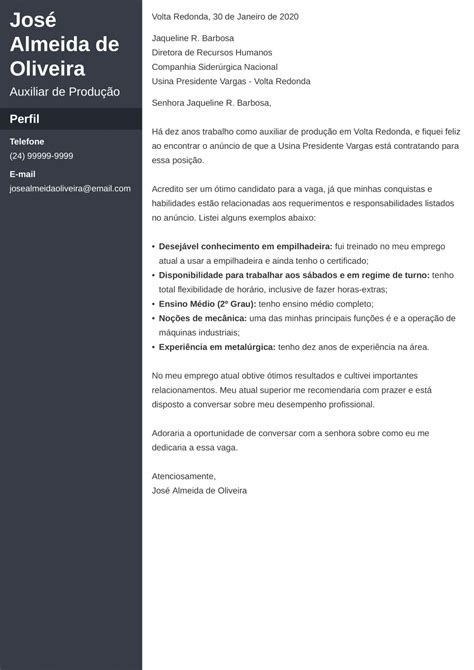 Modelo De Carta De Apresentação Moderna Para Download